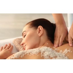 Exfoliation with mineral salts and shea butter massage